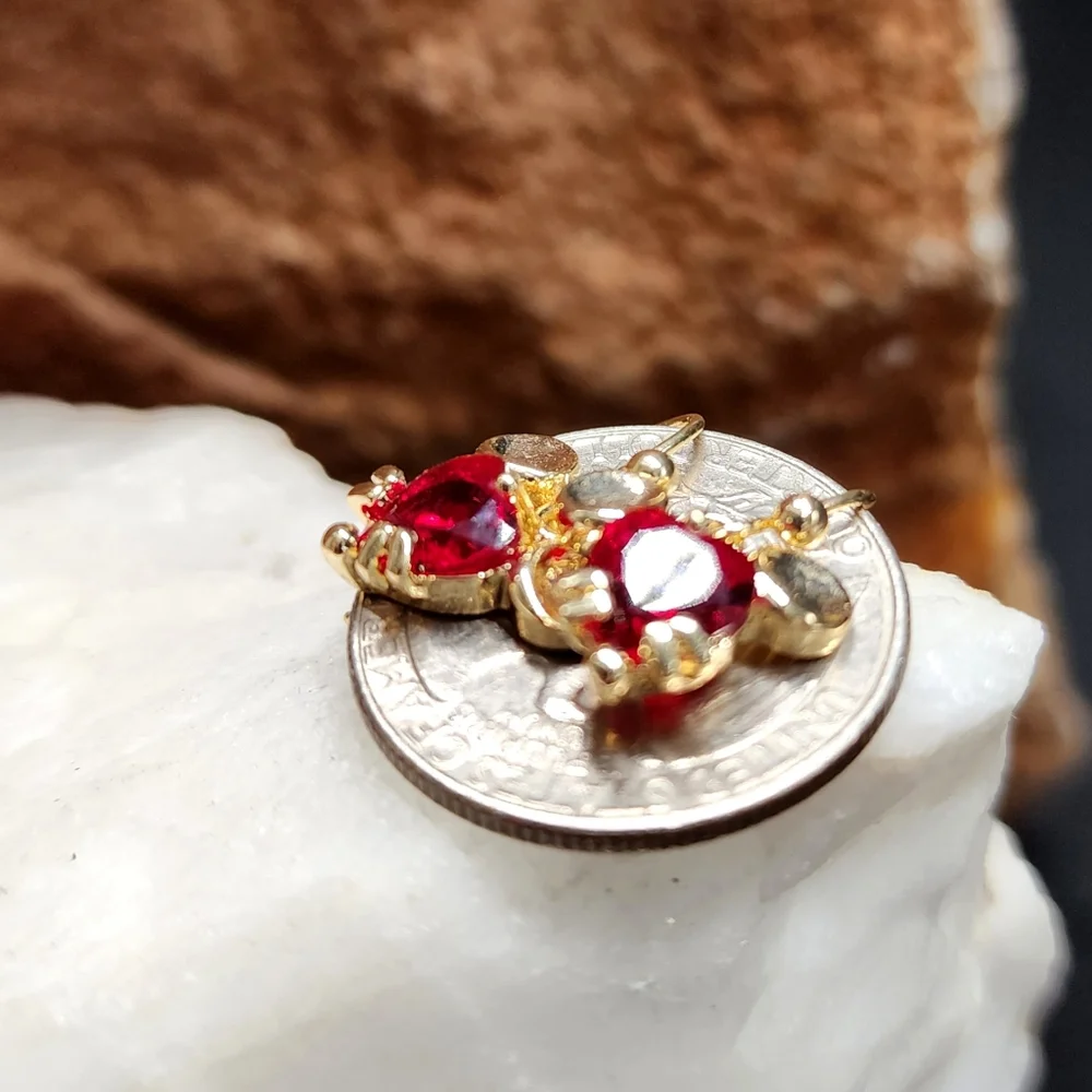 Mickey Mouse Read Heart Swarovski Crystals Luxury Gold Plated Earrings